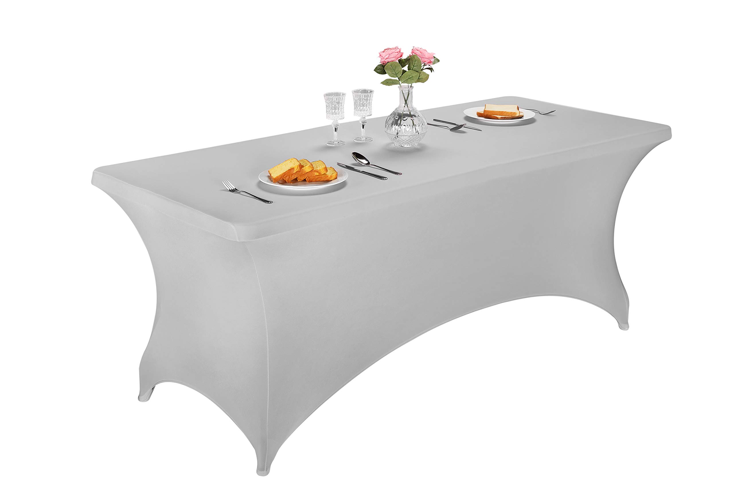 LZY Spandex Fitted Stretch Table Cover for 6 ft or 4ft or 8ft Folding Table, Rectangular Cocktail Tablecloth, Perfect for Party or Banquet