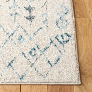 SAFAVIEH Tulum Collection Area Rug - 5'3" x 7'6", Ivory & Turquoise, Moroccan Boho Distressed Design, Non-Shedding & Easy Care, Ideal for High Traffic Areas in Living Room, Bedroom (TUL262C)