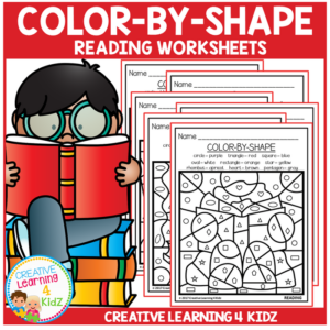 color by shape worksheets: reading