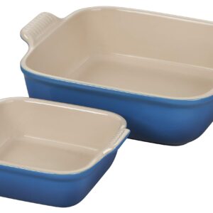 Le Creuset Stoneware Heritage Set of 2 Square Dishes , Small - 18 oz. & Medium - 2 qt., Marseille