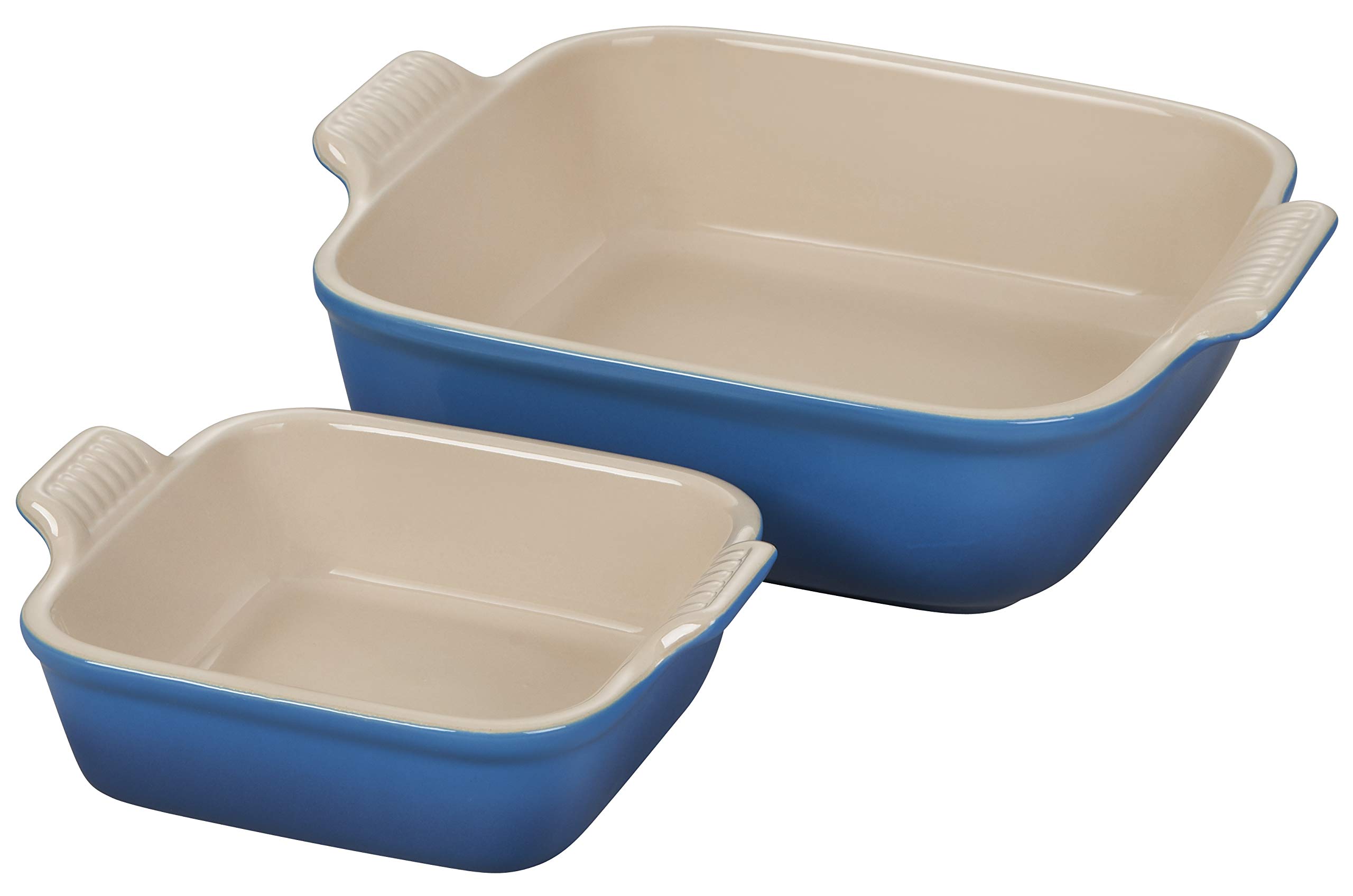 Le Creuset Stoneware Heritage Set of 2 Square Dishes , Small - 18 oz. & Medium - 2 qt., Marseille