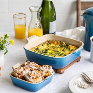 Le Creuset Stoneware Heritage Set of 2 Square Dishes , Small - 18 oz. & Medium - 2 qt., Marseille