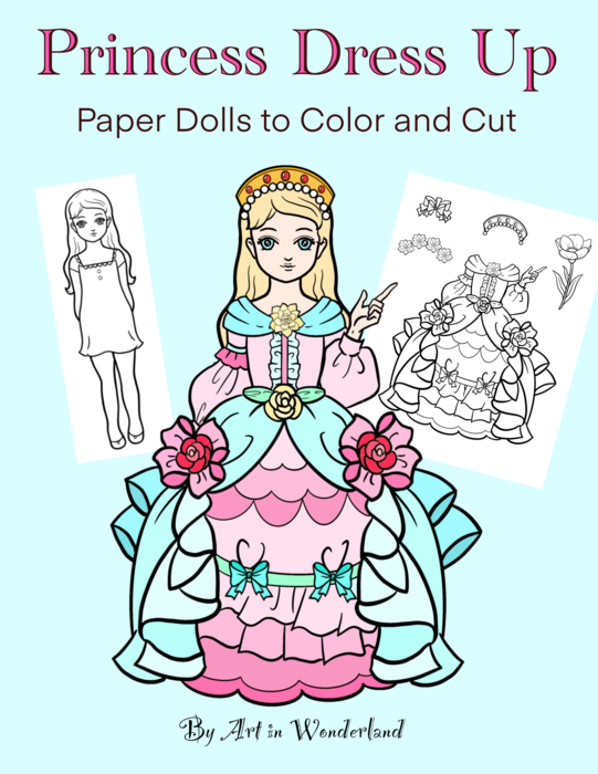 Color, Cut and Play Princess Paper Dolls - Printable Coloring Pages