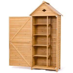 s afstar outdoor storage shed for garden tools, wooden patio shed with gable roof and metal latches