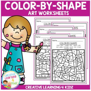 color by shape worksheets: art