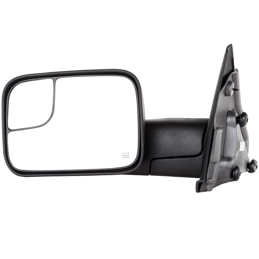 LUJUNTEC Towing Mirror Fits for 2002-2008 For Dodge For Ram 1500 2003-2009 For Dodge For Ram 2500/3500 Tow Mirror Piece Driver Side Power Adjust Heated No Turn Signal Light Black Housing