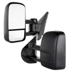 lujuntec tow mirrors replacement fit for 2008-2013 for chevy for silverado for gmc for sierra 1500/2500 hd/3500 pickup towing mirrors driver left and passenger right side manual no heated black