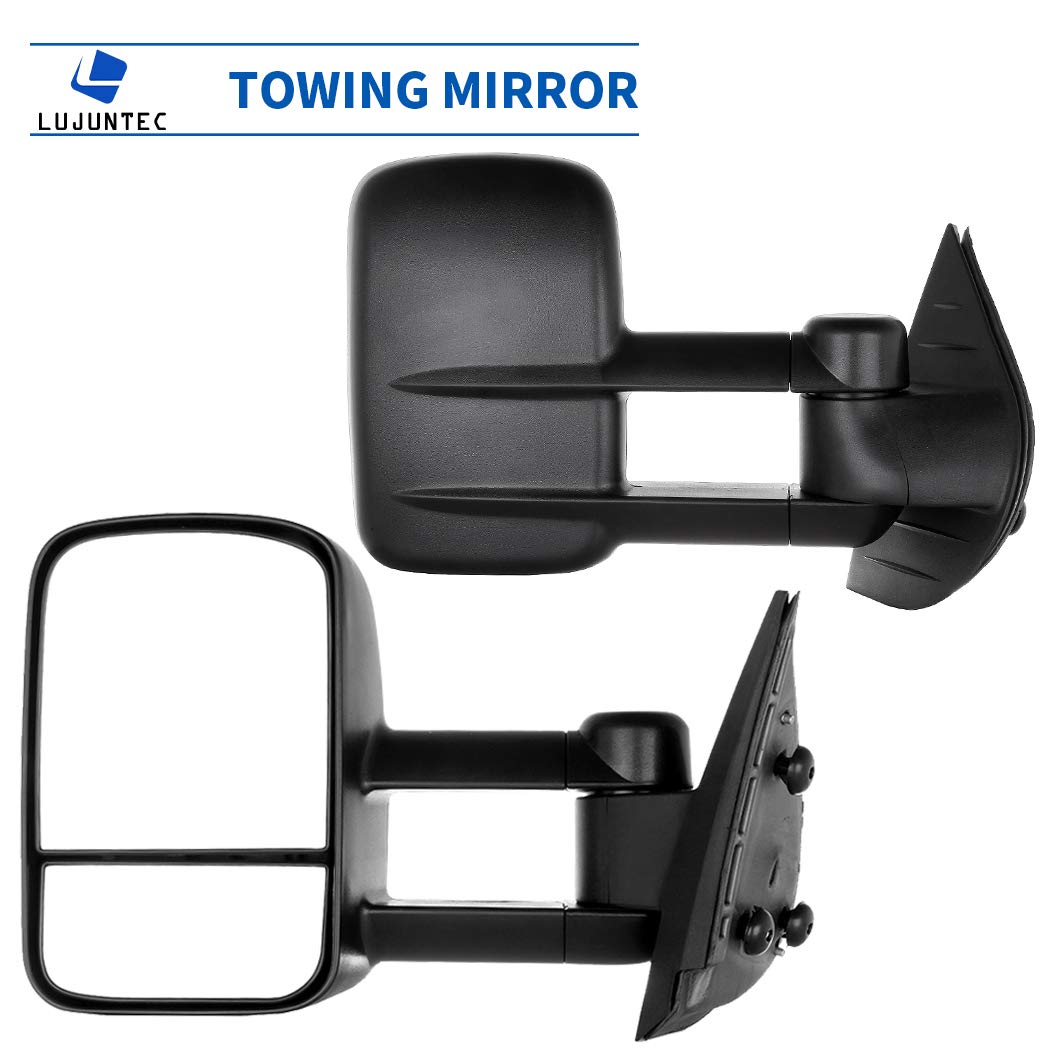 LUJUNTEC Tow Mirrors Replacement fit for 2008-2013 For Chevy For Silverado For GMC For Sierra 1500/2500 HD/3500 Pickup Towing Mirrors Driver Left and Passenger Right Side Manual No Heated Black