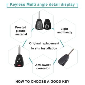 SELEAD Flip Key Fob 4 Buttons Keyless Entry Remote SHELL CASE for 04-12 for Chrysler 200 Sebring Pacifica for Dodge for Avenger for Jeep for Compass Antitheft OHT692713AA 2pc US Stock