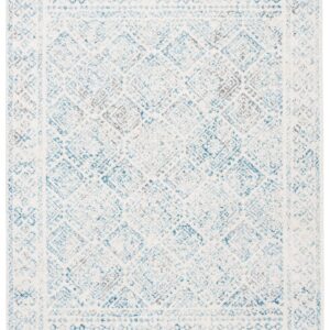 SAFAVIEH Tulum Collection Area Rug - 5'3" x 7'6", Ivory & Turquoise, Moroccan Boho Distressed Design, Non-Shedding & Easy Care, Ideal for High Traffic Areas in Living Room, Bedroom (TUL264B)