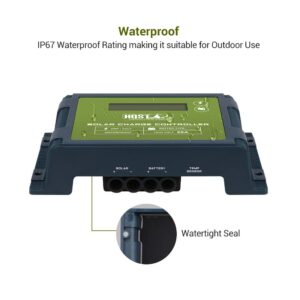 HQST PWM 20A 12/24V Waterproof Common Positive Solar Charge Controller with LCD Display, Compatible with Gel, AGM, Flooded, Lithium Batteries