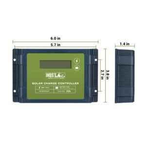 HQST PWM 20A 12/24V Waterproof Common Positive Solar Charge Controller with LCD Display, Compatible with Gel, AGM, Flooded, Lithium Batteries