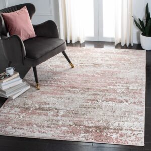 safavieh meadow collection area rug - 9' x 12', beige & pink, modern abstract design, non-shedding & easy care, ideal for high traffic areas in living room, bedroom (mdw585b)