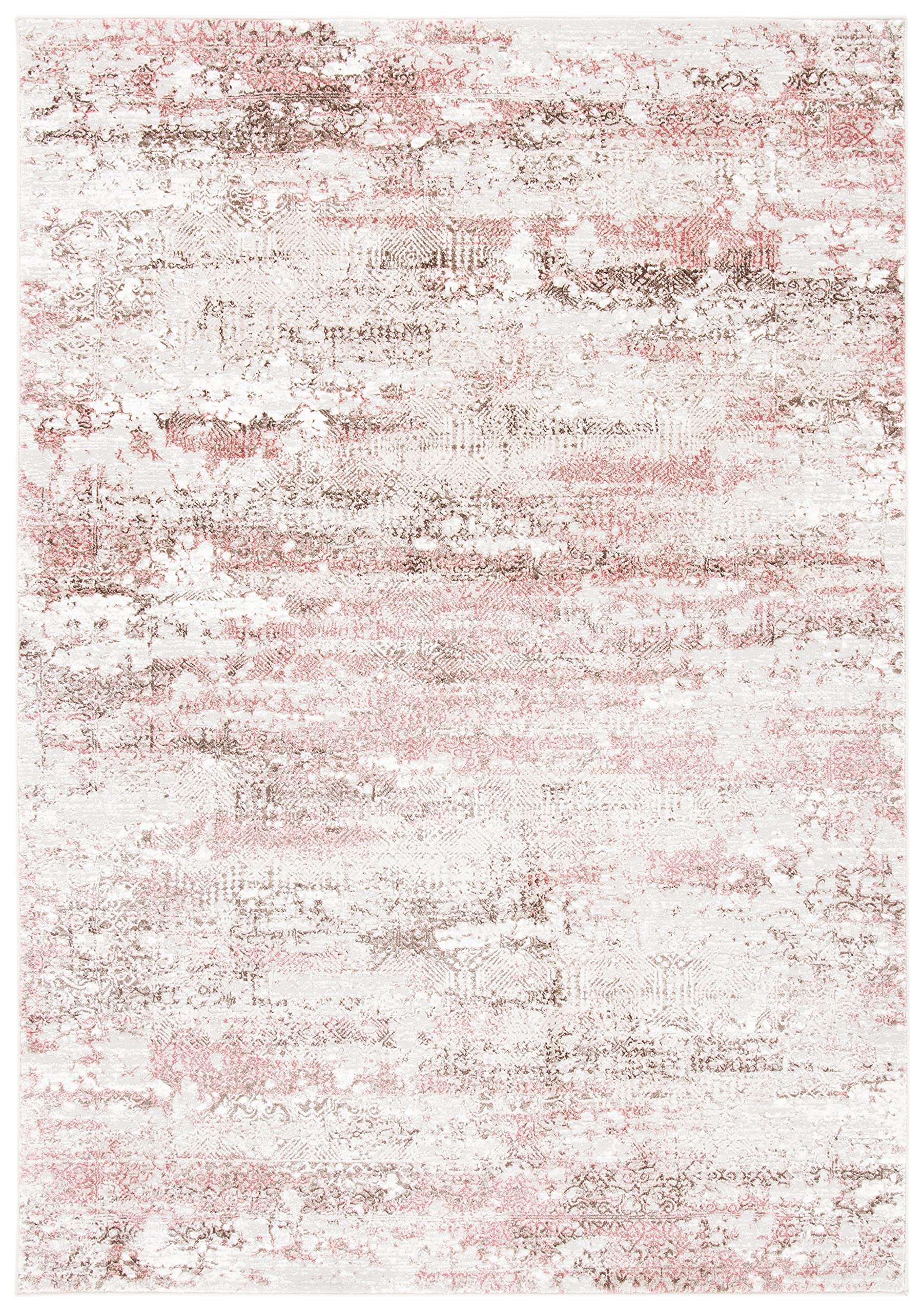 SAFAVIEH Meadow Collection Area Rug - 9' x 12', Beige & Pink, Modern Abstract Design, Non-Shedding & Easy Care, Ideal for High Traffic Areas in Living Room, Bedroom (MDW585B)