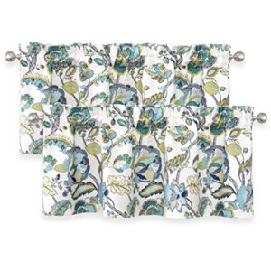 driftaway layla classic america style floral leaves room darkening window curtain valance rod pocket 52 inch by 18 inch plus 2 inch header ivory teal gray 2 pack
