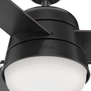 Hunter Fan Company, 50386, 52 inch Aker Matte Black Indoor / Outdoor Ceiling Fan with LED Light Kit and Pull Chain