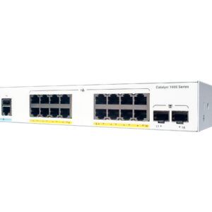 Cisco Catalyst 1000-16T-E-2G-L Network Switch, 16 Gigabit Ethernet Ports, 2 1G SFP Uplink Ports, Fanless Operation, External PS, Enhanced Limited (C1000-16T-E-2G-L)