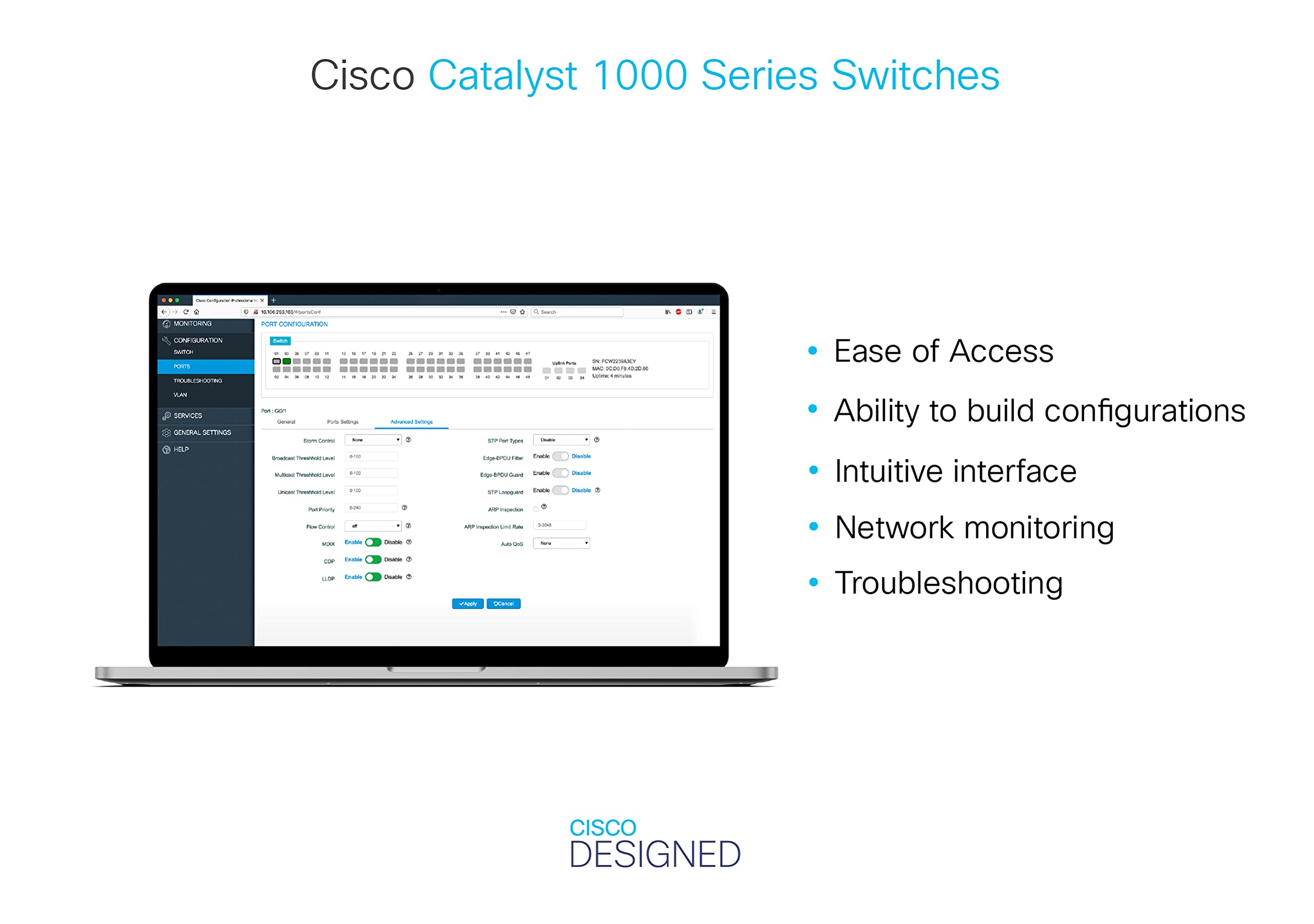 Cisco Catalyst 1000-16T-E-2G-L Network Switch, 16 Gigabit Ethernet Ports, 2 1G SFP Uplink Ports, Fanless Operation, External PS, Enhanced Limited (C1000-16T-E-2G-L)