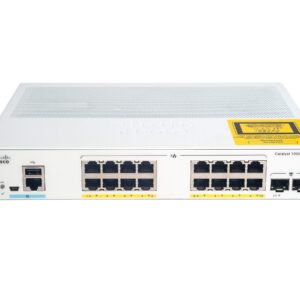 Cisco Catalyst 1000-16T-E-2G-L Network Switch, 16 Gigabit Ethernet Ports, 2 1G SFP Uplink Ports, Fanless Operation, External PS, Enhanced Limited (C1000-16T-E-2G-L)