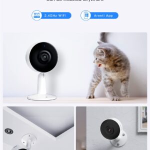 ARENTI Indoor Home Security Camera 1080P HD, 2.4G WiFi Plug in Security Camera with Night Vision, Two Way Audio, Pet Camera with Phone App, Motion & Sound Detection, Works with Alexa & Google Home