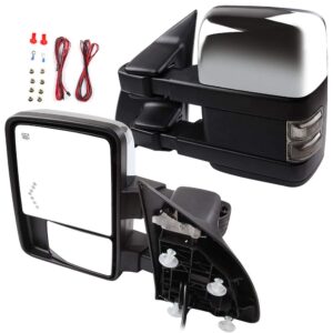 lujuntec tow mirrors replacement fit for 2003-2007 for f250 for f350 for f450 for f550 super duty series pickup towing mirrors driver and passenger side power heated led turn signal light