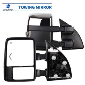 LUJUNTEC Tow Mirrors Replacement fit for 2003-2007 For F250 For F350 For F450 For F550 Super Duty Series Pickup Towing Mirrors Driver and Passenger Side Power Heated LED Turn Signal Light