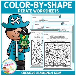 color by shape worksheets: pirates