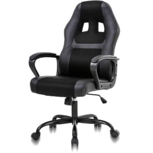 office chair gaming desk racing gaming chair, pc gaming ergonomic racing heavy duty office video game chair, pu leather racing chair for home office computer gaming chairs video game chairs - black