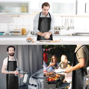 2 Pack Waterproof Rubber Vinyl Apron 40" Chef Aprons for Men Heavy Duty Chemical Work Apron Gifts for Dad Husband Fathers, Adjustable Bib Apron for Dishwashing Lab Butcher Cooking Kitchen Black