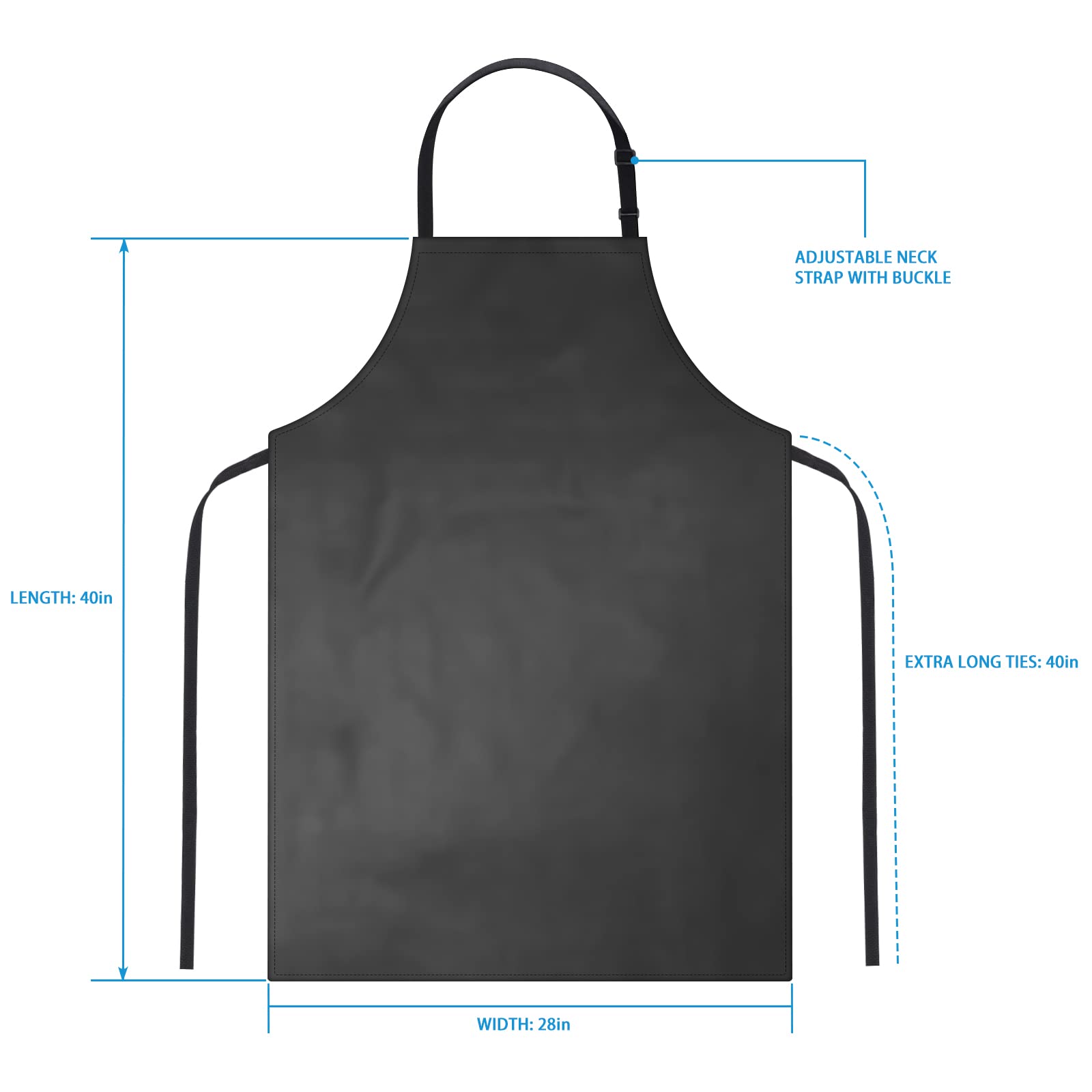 2 Pack Waterproof Rubber Vinyl Apron 40" Chef Aprons for Men Heavy Duty Chemical Work Apron Gifts for Dad Husband Fathers, Adjustable Bib Apron for Dishwashing Lab Butcher Cooking Kitchen Black