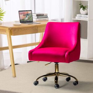 carina velvet fabric task chair for home office with soft seat swivel wheels adjustable mid-back computer desk chair- green