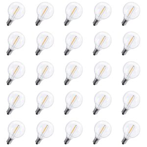 brightown g40 led replacement light bulbs 1w shatterproof globe bulb fits e12 or c7 candelabra screw base sockets, 1.5 inch dimmable light bulbs for indoor outdoor patio decor (50pack)