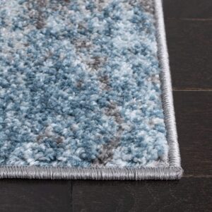 SAFAVIEH Tulum Collection Runner Rug - 2' x 9', Grey & Blue, Modern Abstract Design, Non-Shedding & Easy Care, Ideal for High Traffic Areas in Living Room, Bedroom (TUL207F)