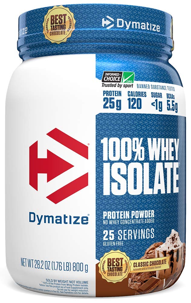 Dymatize 100% Whey Isolate Protein Powder, Fast Digestion & Absorption, Banned Substance Tested, Classic, 1.76 Pound, Chocolate, 27.2 Oz