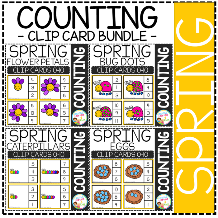 Counting Picture Clip Cards 0-10: Spring