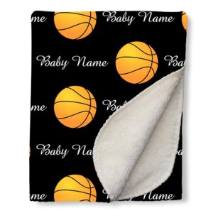 basketball blanket personalized design baby name custom newborn gifts for boys girls, soft sherpa fleece 31" x 47"