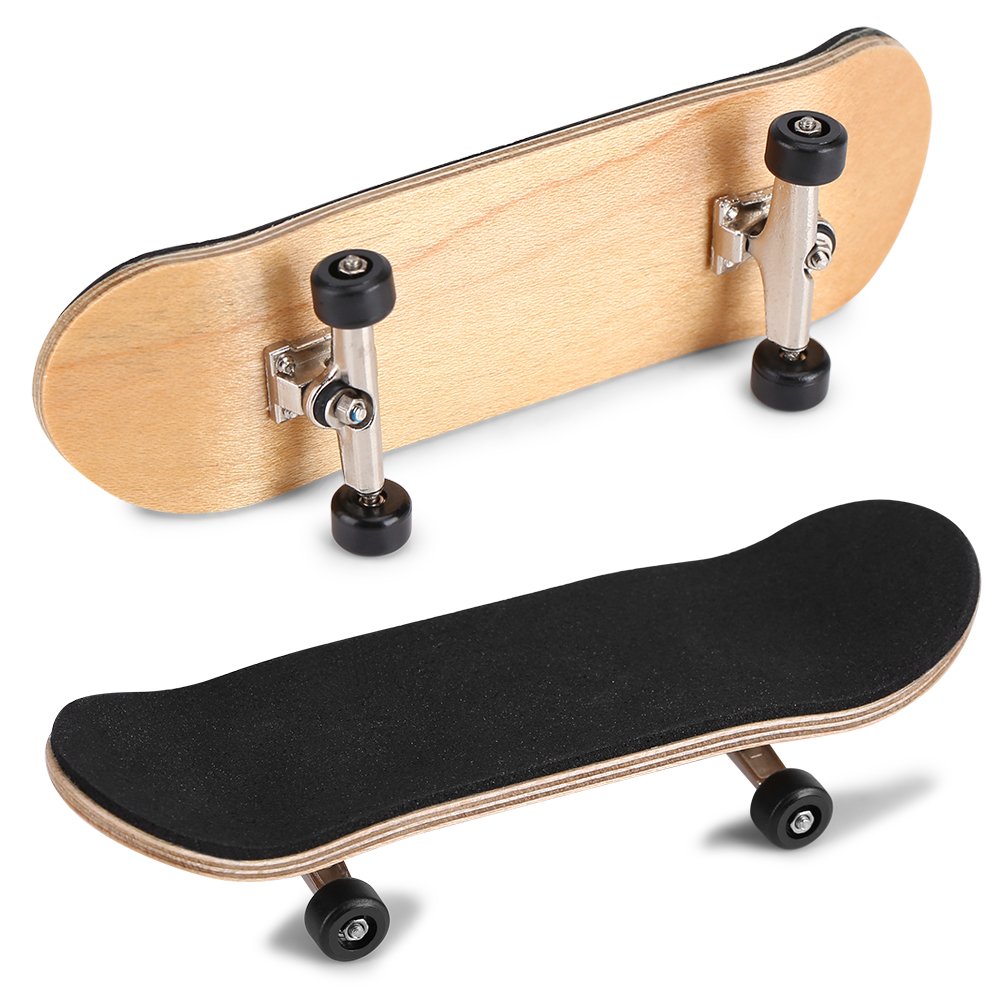 Yencoly Professional Mini Fingerboards,1Pc Maple Wooden+Alloy Fingerboard Finger Skateboards with Box Reduce Pressure Kids Gifts Finger Skateboard (Black)