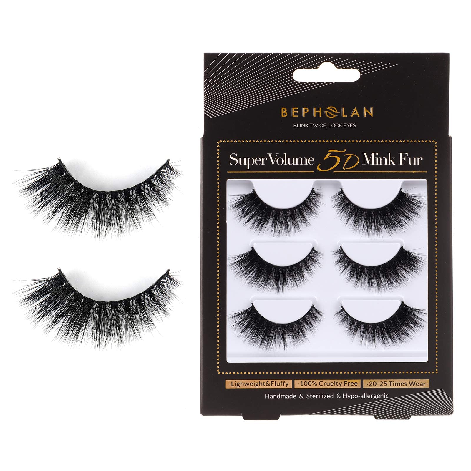 Lashes Mink Natural False Eyelashes - Bepholan Fake Eyelashes Natural Look 3-Pack Cat Eye Lashes Manga Eyelashes Fluffy,XMZ208