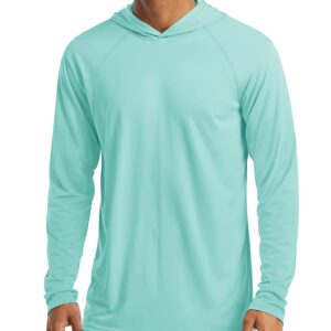 MAGCOMSEN Long Sleeve T Shirt Men UPF 50+ Quick Dry Fishing Shirts Workout Running Shirts Active Hiking Shirts Athletic T-Shirt Lake Blue