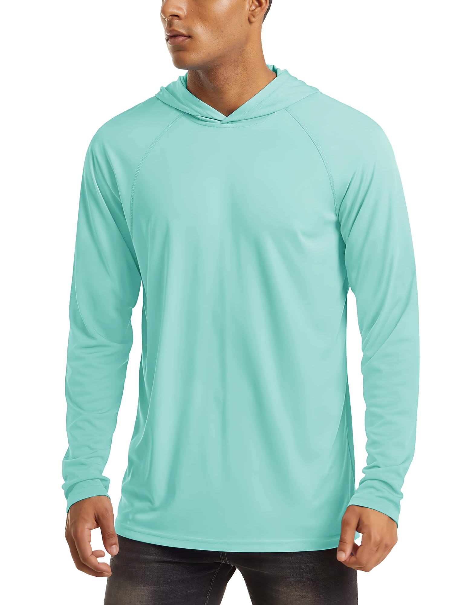 MAGCOMSEN Long Sleeve T Shirt Men UPF 50+ Quick Dry Fishing Shirts Workout Running Shirts Active Hiking Shirts Athletic T-Shirt Lake Blue