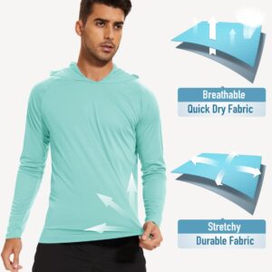 MAGCOMSEN Long Sleeve T Shirt Men UPF 50+ Quick Dry Fishing Shirts Workout Running Shirts Active Hiking Shirts Athletic T-Shirt Lake Blue