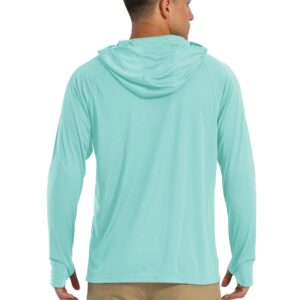 MAGCOMSEN Long Sleeve T Shirt Men UPF 50+ Quick Dry Fishing Shirts Workout Running Shirts Active Hiking Shirts Athletic T-Shirt Lake Blue