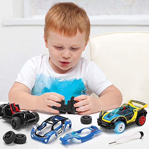 M MOOPAI Pull-Back Toy Cars Take Apart Race Car DIY Car Assembly Toy Tool Kit Build Your Own Car Educational Toy for Kids Boys & Girls Toys Aged 3+ (Blue)