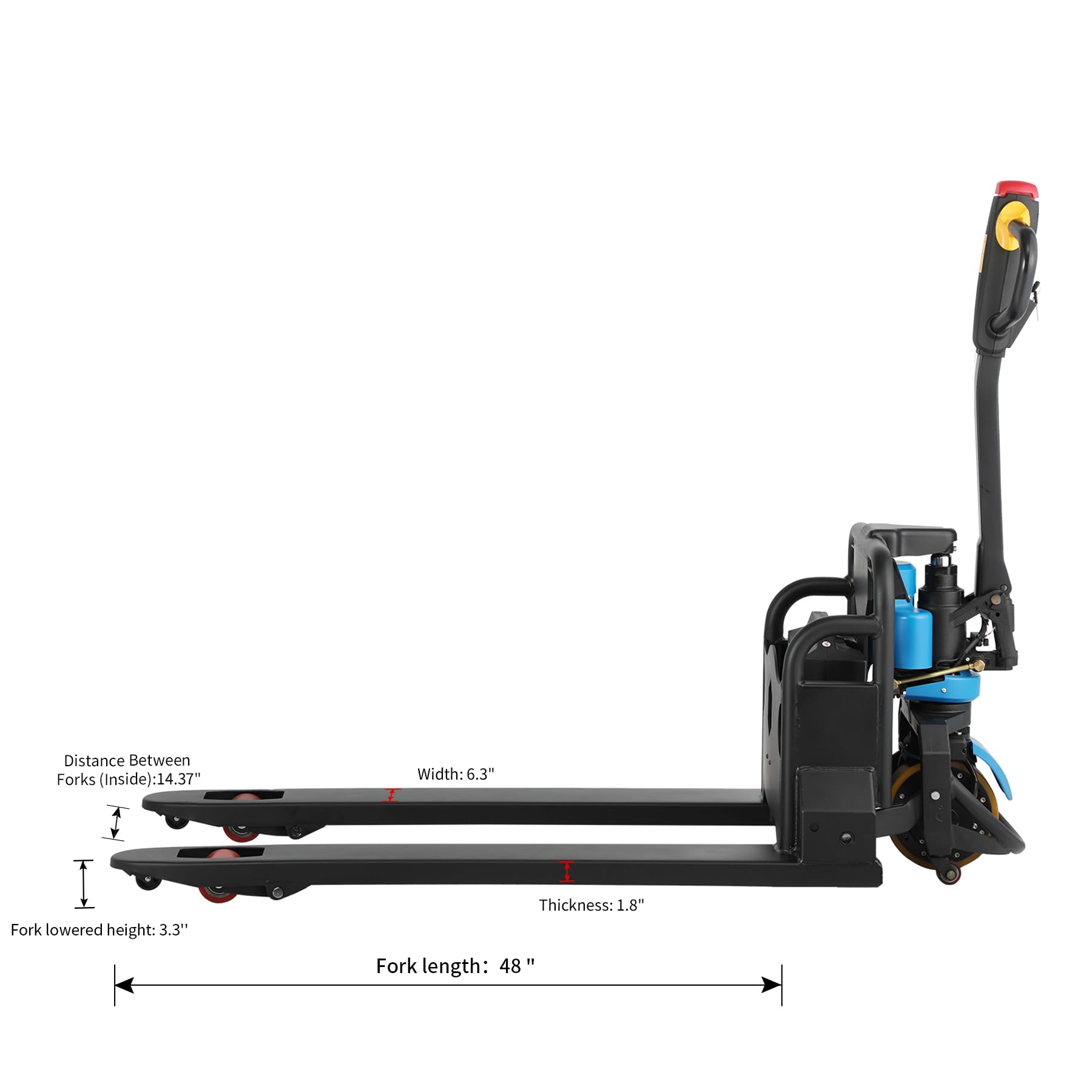 APOLLOLIFT Full Electric Power Lithium Battery Pallet Jack Truck 3300lb Cap. 48V Blue (48" x27" Fork)