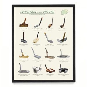 - evolution of the golf putter poster print - golf wall art - house home décor - golf gift - 11 x 14 framed print