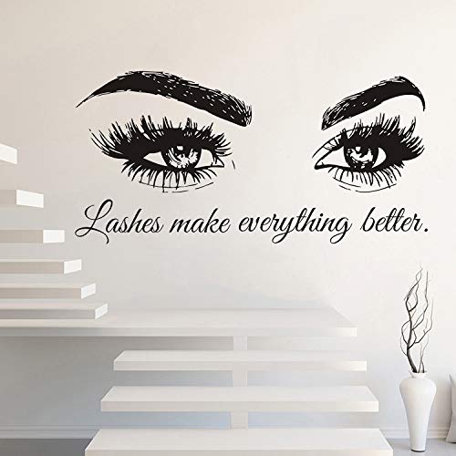 Eyelashes Wall Sticker Creative Pretty Girl Room Living Room Decorations for Home Wallpaper Vinyl Mural Art Decals WS83 (Black, L 56x113cm)