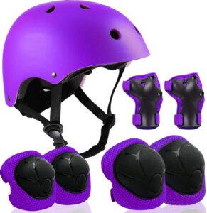adjustable helmet for ages 5-16 kids toddler boys girls youth,protective gear with elbow knee wrist pads for multi-sports skateboarding bike riding scooter inline skatings longboard roller skate