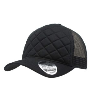 plain tone on tone cotton mesh adjustable low profile baseball cap quilt camo heather distressed (quilt black)