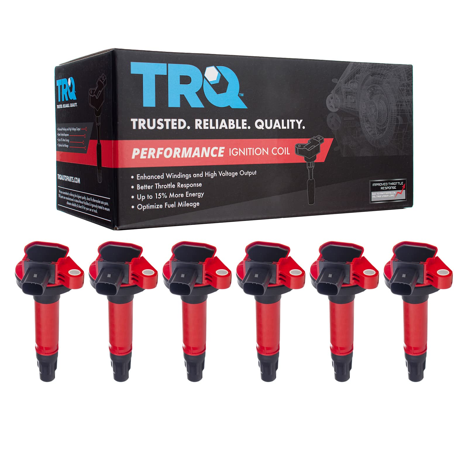 TRQ Performance 6 Piece Premium High Performance Ignition Coil Kit Set for Ford/Lincoln / V6 3.5L Turbo Models Only