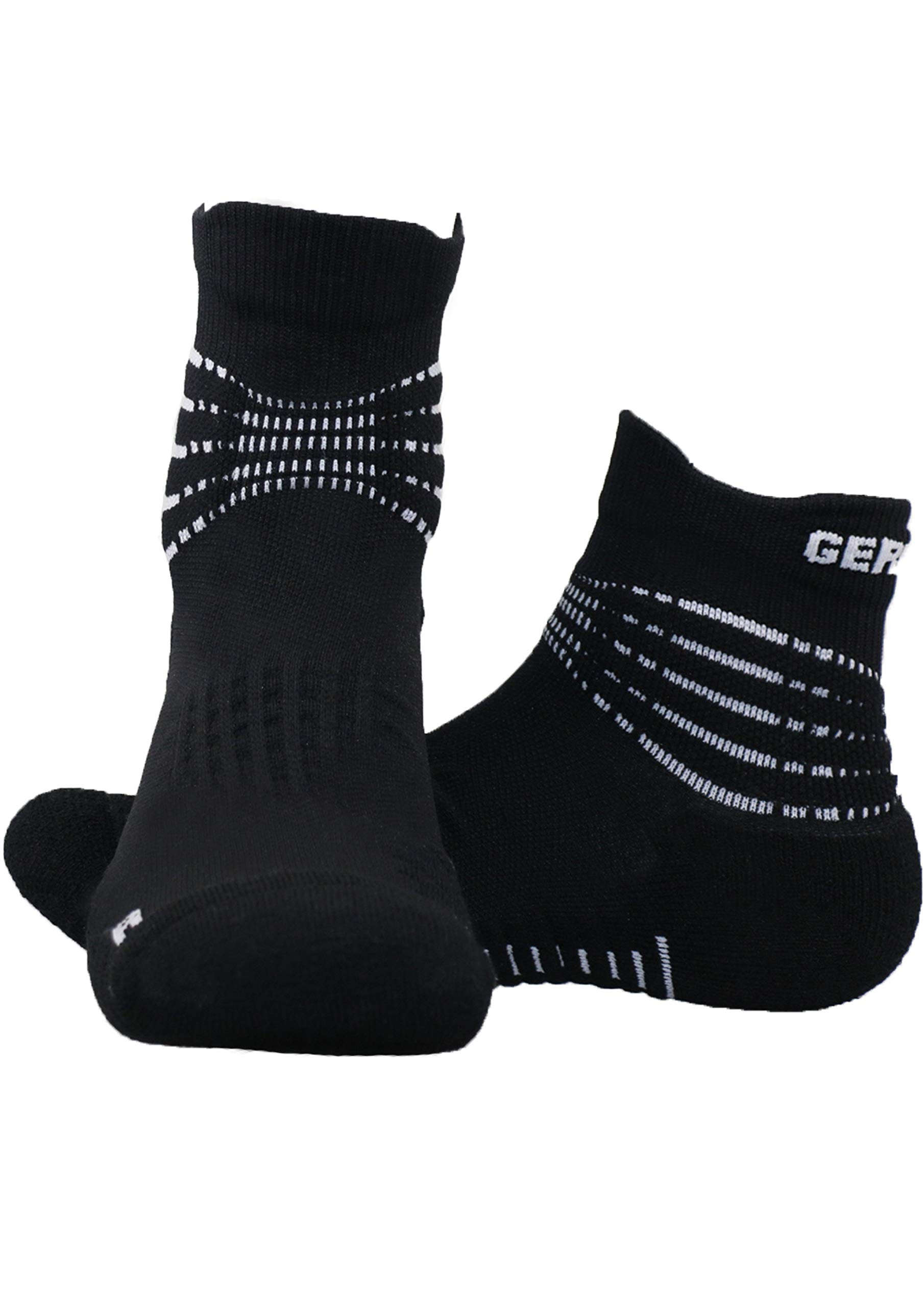 GermaPro 2 Pairs Multi-Sports Arch Compression Ankle Socks w/Moisture Wicking Anti-Stress Anti-Blister Fiber for Men & Women